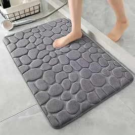 Bathroom Mat – Soft Polyester – Grey – Non-Slip – Modern Design 0