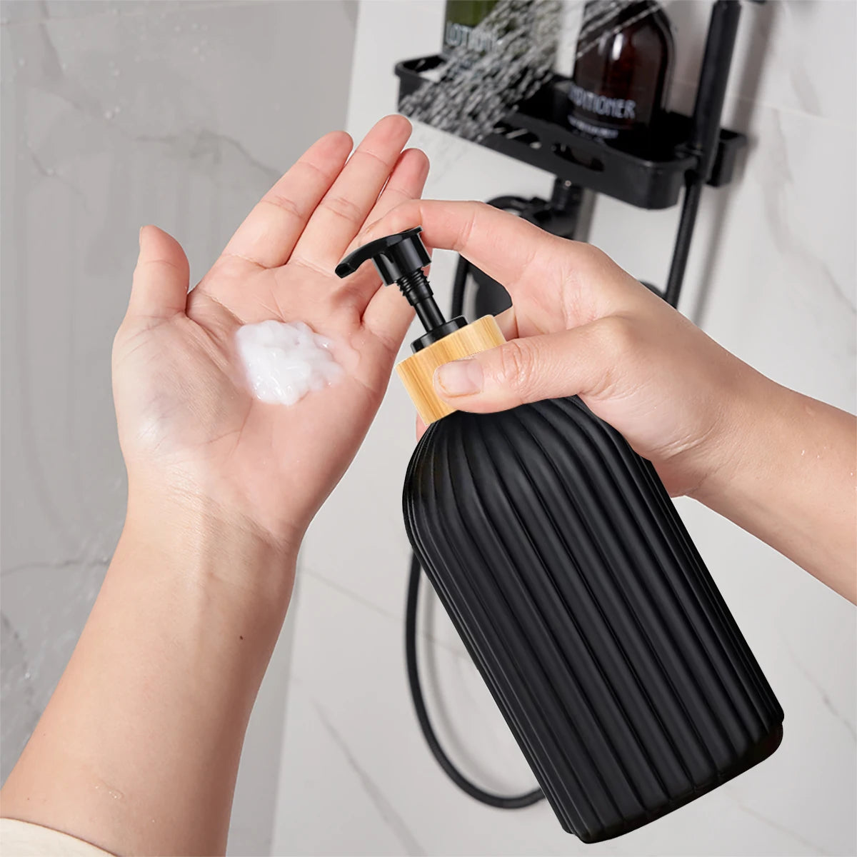 Bathroom Organizer Set for Bathroom Storage – Plastic and Bamboo – Modern – 19.5x7.5 cm (1 pc) 4