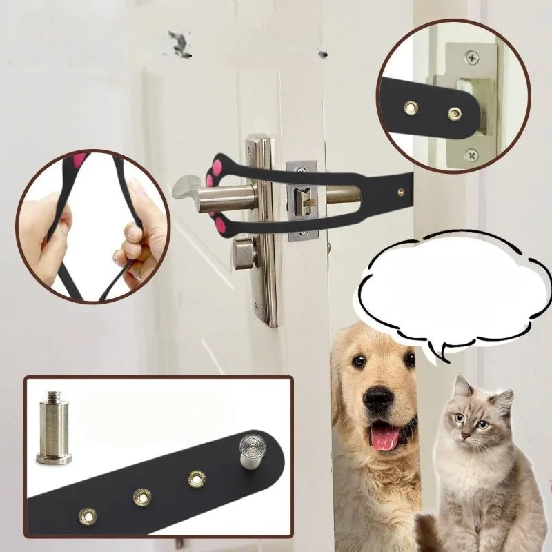 Cat Door Holder Latch – Adjustable Elastic – Black – Custom Fit – Pet Gate 2