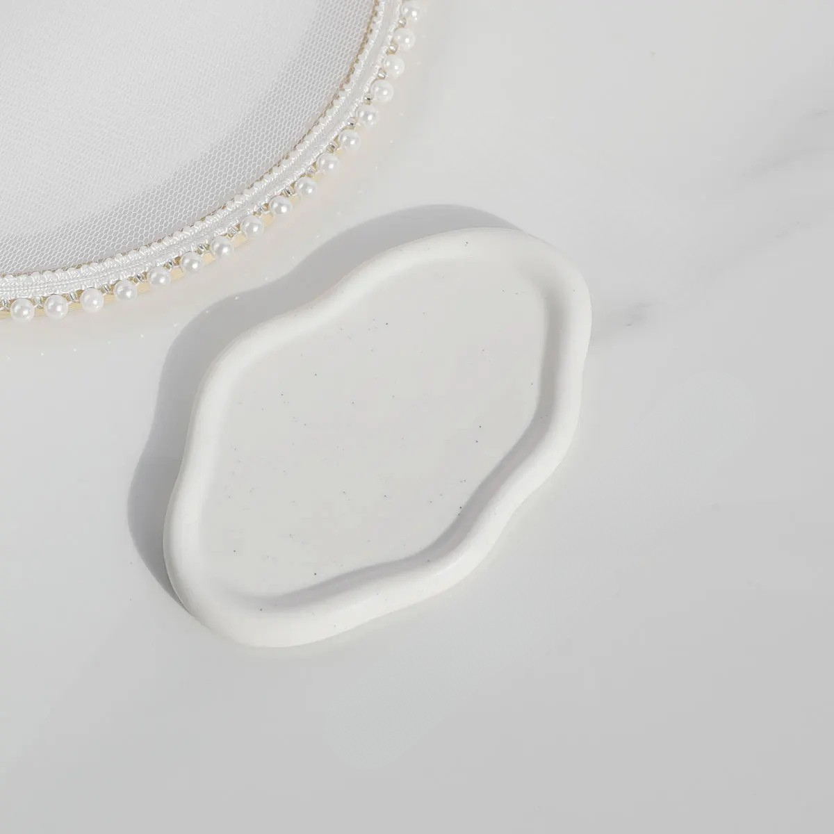 Ceramic Jewelry Tray Organizer – White – Modern – 8 in (Single Piece)