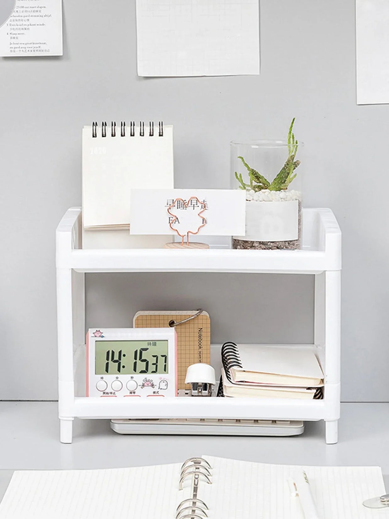Desk Organizer – Durable PP – White – Double Layer – Minimalist Design 2