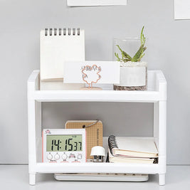 Desk Organizer – Durable PP – White – Double Layer – Minimalist Design 2