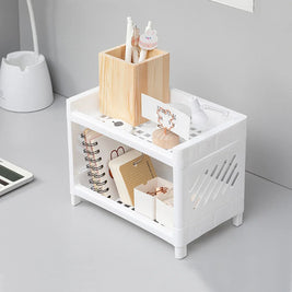 Desk Organizer – Durable PP – White – Double Layer – Minimalist Design 3