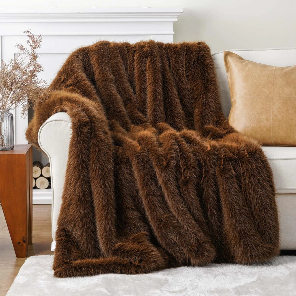 Faux Fur Blanket – Plush Velvet – Cream – Large – Home Decor 10