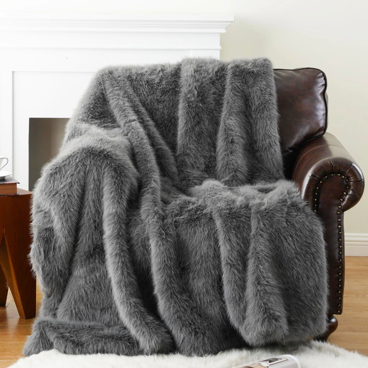 Faux Fur Blanket – Plush Velvet – Cream – Large – Home Decor 11