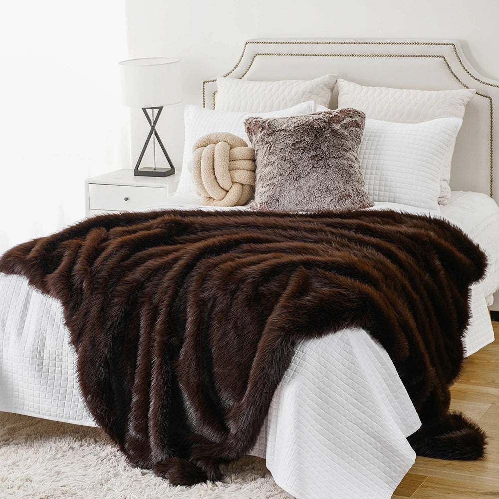 Faux Fur Blanket – Plush Velvet – Cream – Large – Home Decor 3