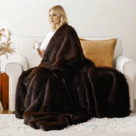 Faux Fur Blanket – Plush Velvet – Cream – Large – Home Decor 5