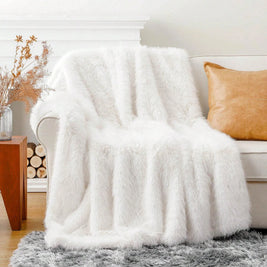 Faux Fur Blanket – Plush Velvet – Cream – Large – Home Decor 8