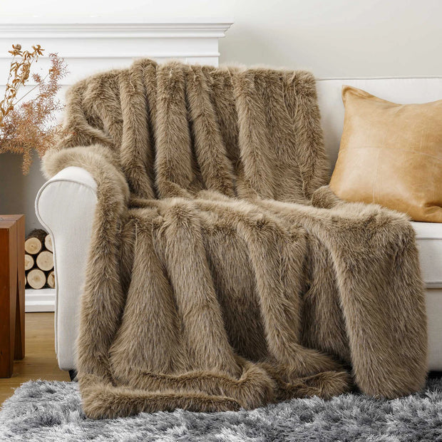 Faux Fur Blanket – Plush Velvet – Cream – Large – Home Decor 9