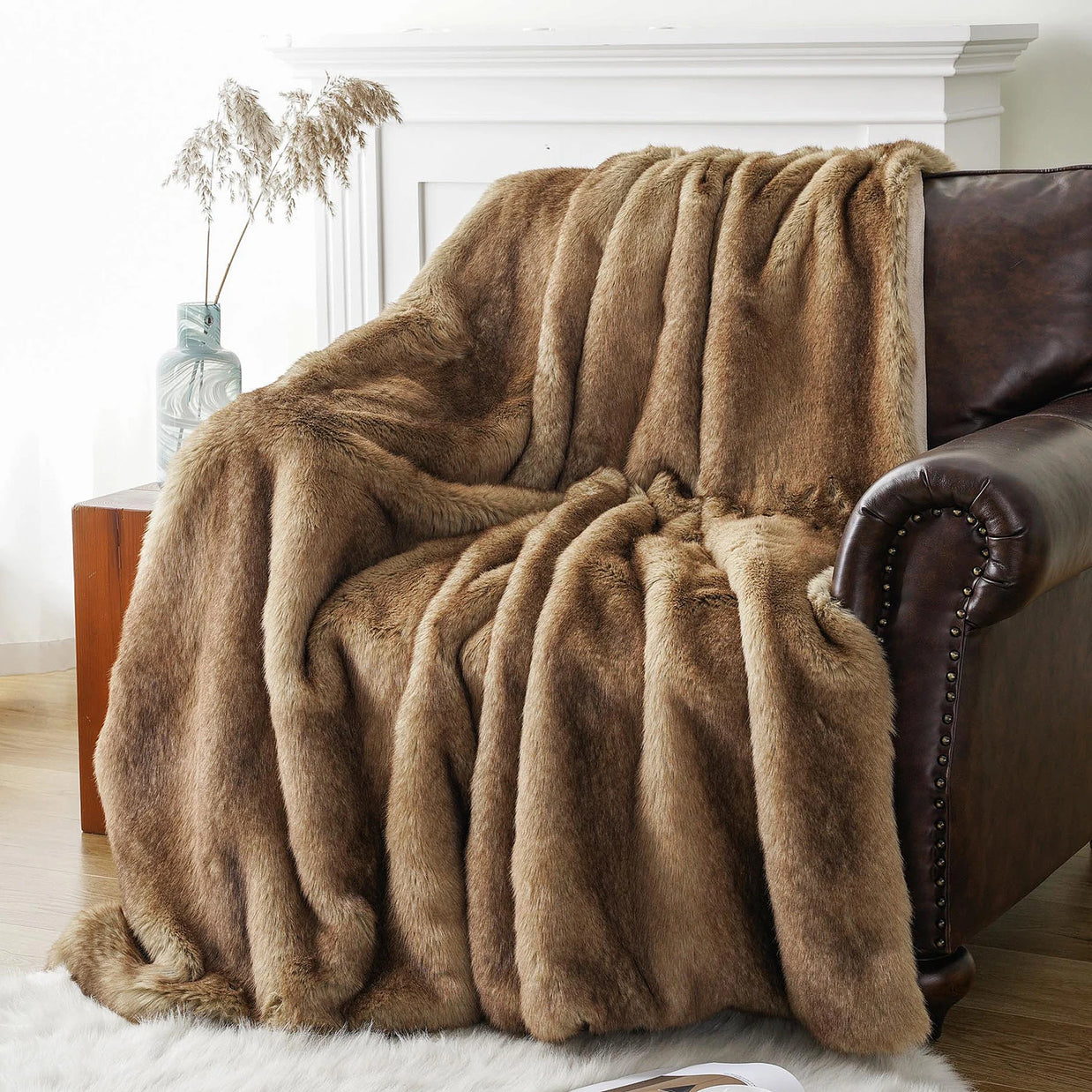 Faux Fur Throw Blanket – Cream – Cozy – 50x60 in 4