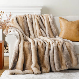 Faux Fur Throw Blanket – Cream – Cozy – 50x60 in 6