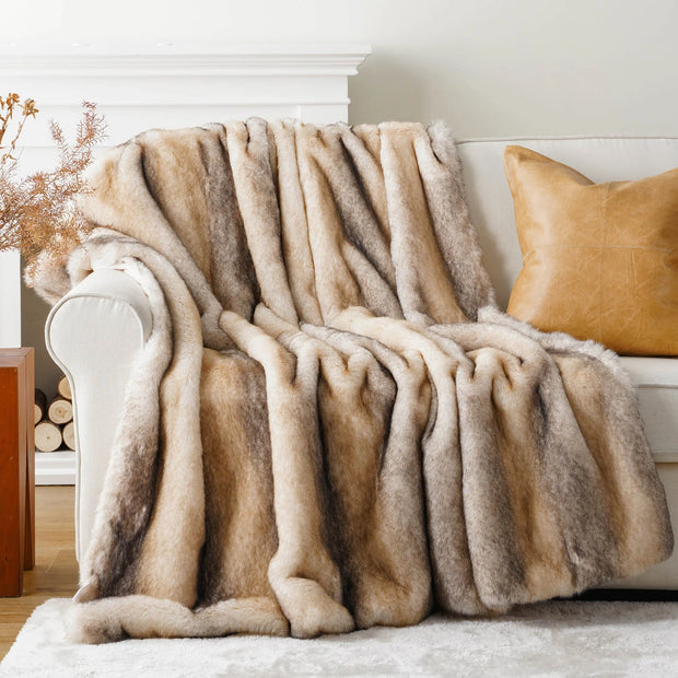 Faux Fur Throw Blanket – Cream – Cozy – 50x60 in 6