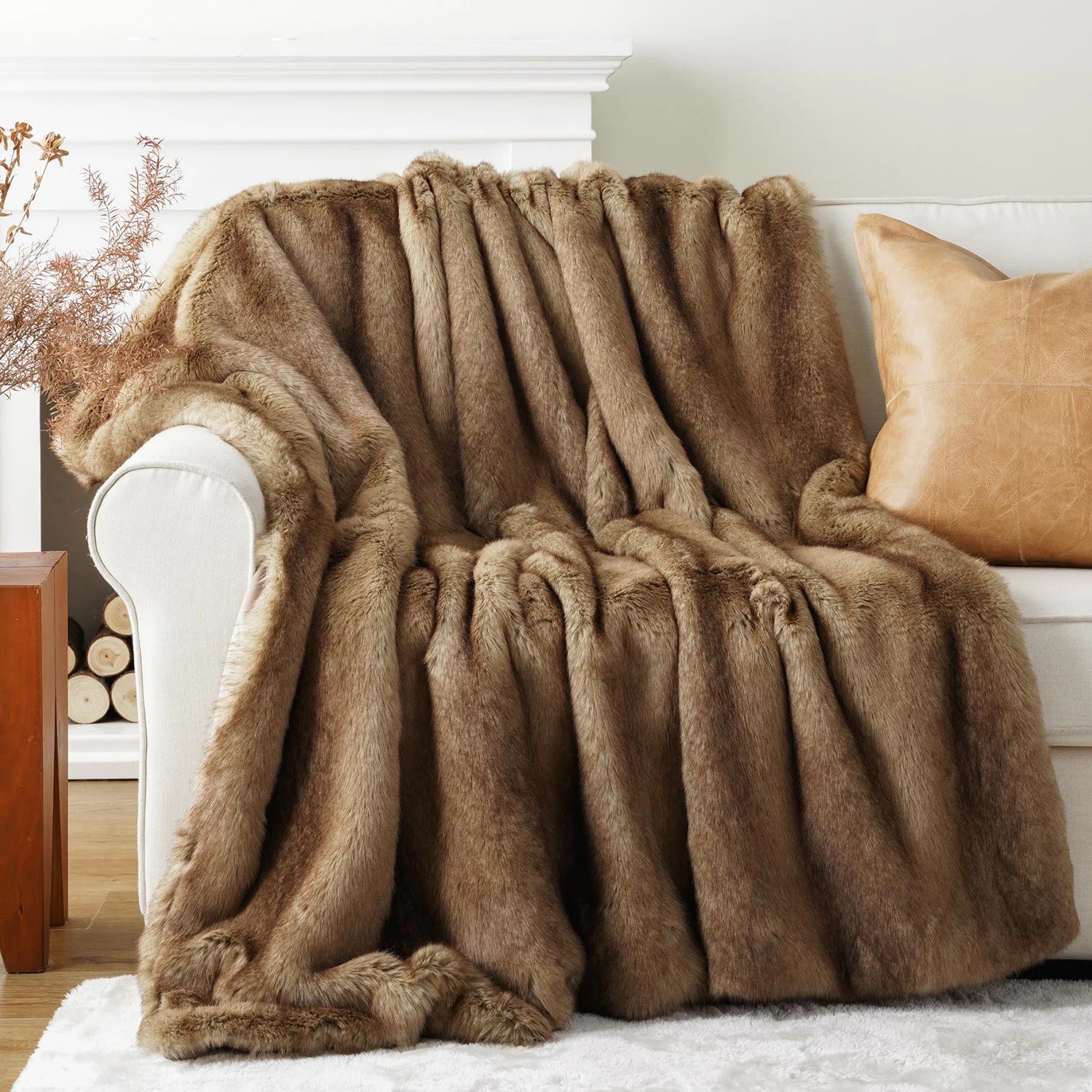 Faux Fur Throw Blanket – Cream – Cozy – 50x60 in 7