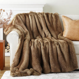Faux Fur Throw Blanket – Cream – Cozy – 50x60 in 7