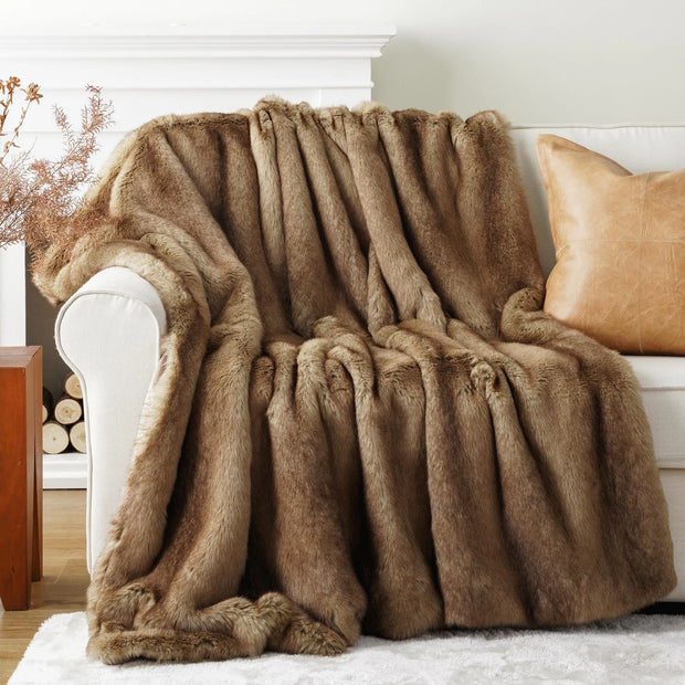 Faux Fur Throw Blanket – Cream – Cozy – 50x60 in 7