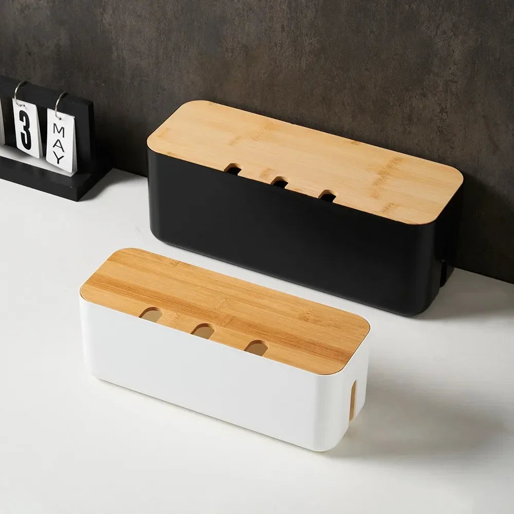 Kabelmanagement Box – Elegant Design – Bambusmaterial 0