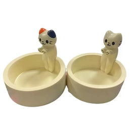 Lys & Loom Candle Holder Cat White 6x6 cm 1