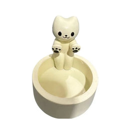 Lys & Loom Candle Holder Cat White 6x6 cm 6