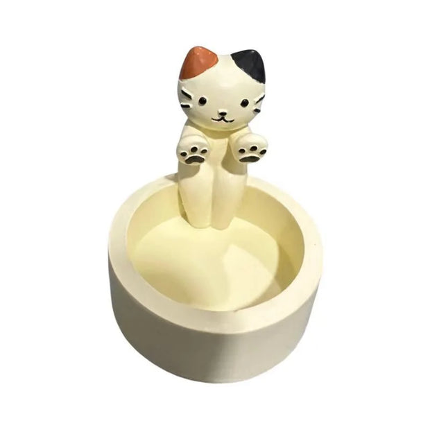 Lys & Loom Candle Holder Cat White 6x6 cm 7