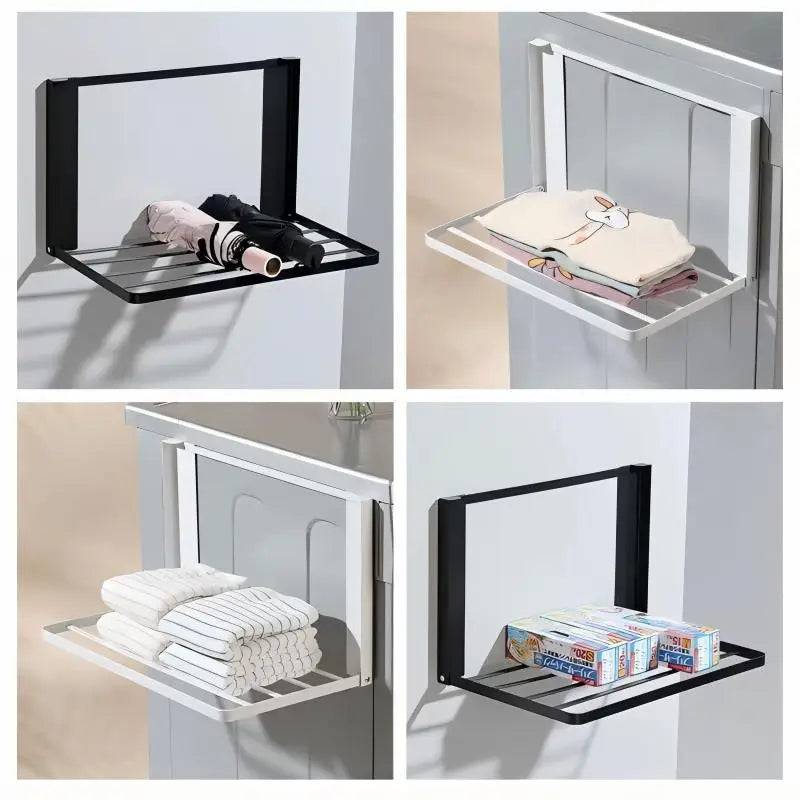 Magnetic Storage Rack – Iron – White/Black – Foldable – Multi-Purpose 4