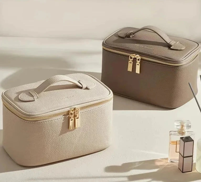 Makeup Bag – PU Leather – Black – Handheld – Travel Organizer 0