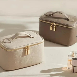 Makeup Bag – PU Leather – Black – Handheld – Travel Organizer 0