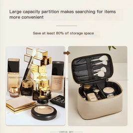 Makeup Bag – PU Leather – Black – Handheld – Travel Organizer 1