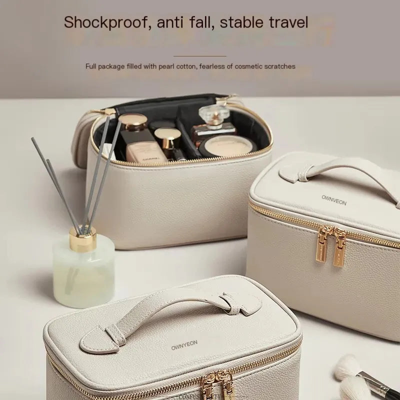 Makeup Bag – PU Leather – Black – Handheld – Travel Organizer 3