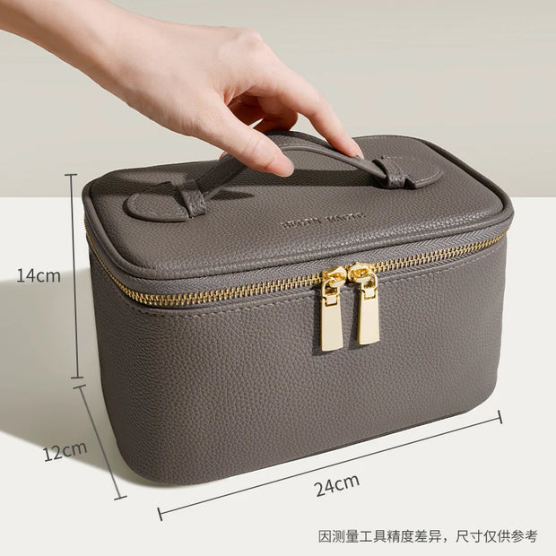 Makeup Bag – PU Leather – Black – Handheld – Travel Organizer 4