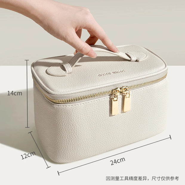 Makeup Bag – PU Leather – Black – Handheld – Travel Organizer 7