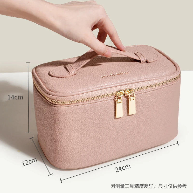 Makeup Bag – PU Leather – Black – Handheld – Travel Organizer 8