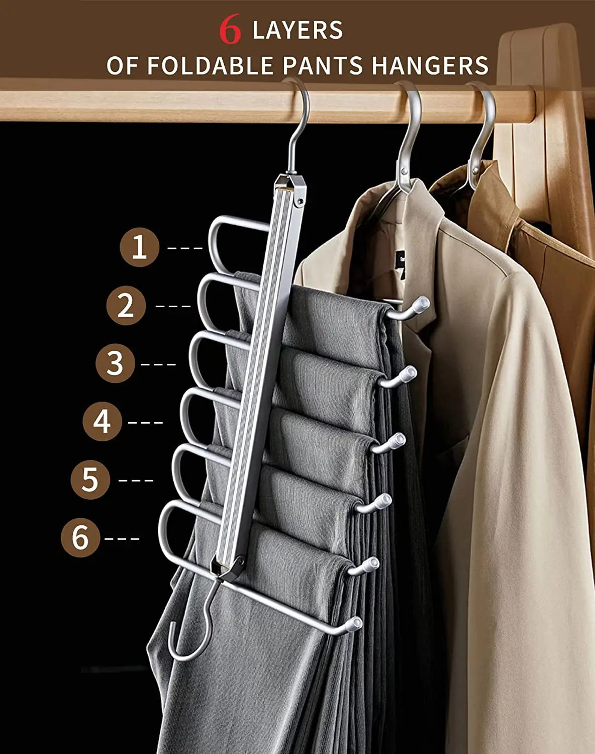 Pants Hanger – 6-Layer Organizer – Robustes Aluminium 2