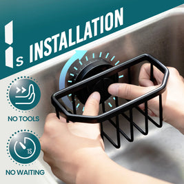 Sponge Holder for Kitchen Sink – Rustproof Aluminum – Silver – Compact Design 1