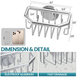 Sponge Holder for Kitchen Sink – Rustproof Aluminum – Silver – Compact Design 6