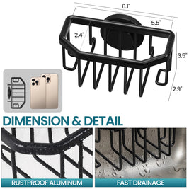 Sponge Holder for Kitchen Sink – Rustproof Aluminum – Silver – Compact Design 7