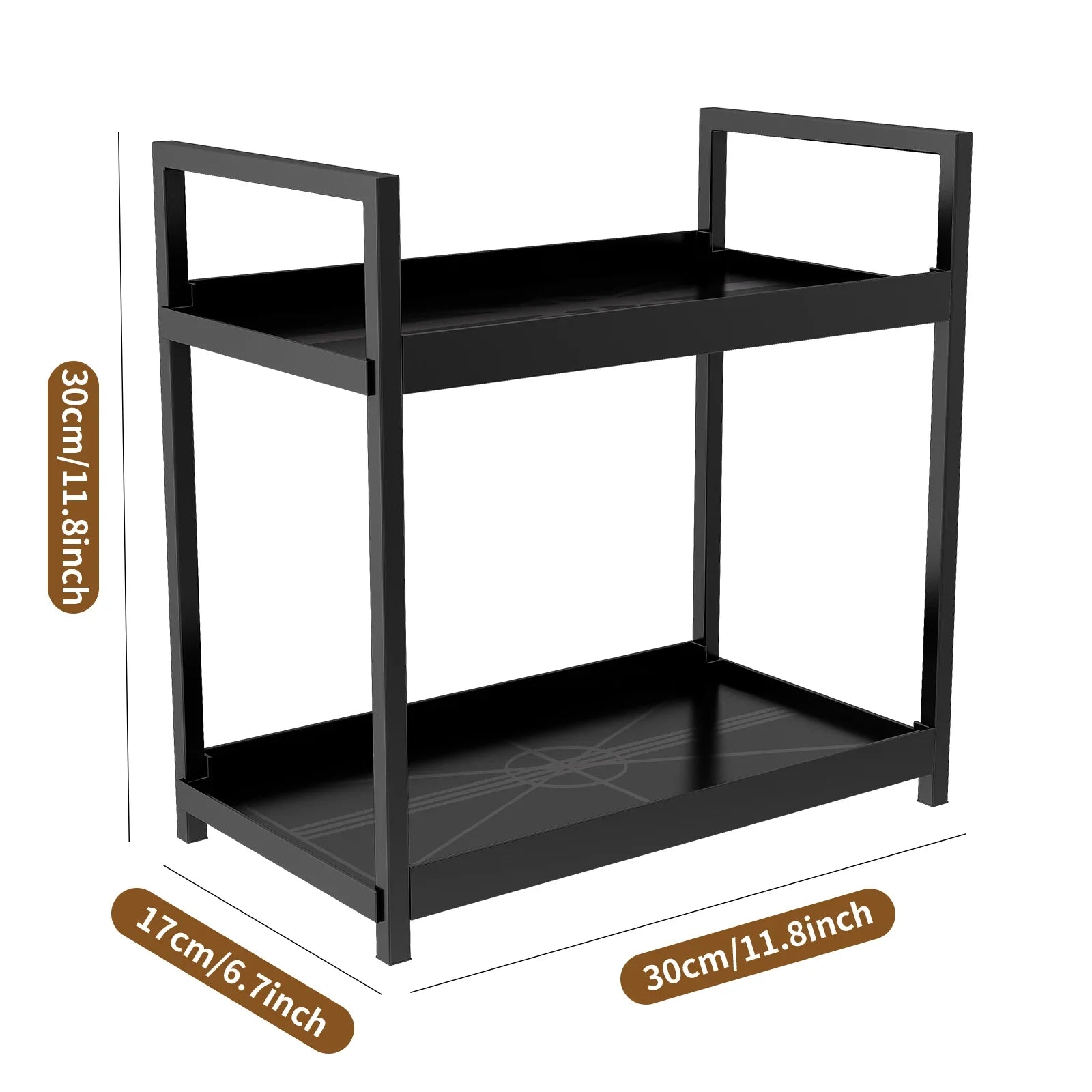 Storage Rack – Durable Plastic – Black and White – Two-Tier Design – Versatile 5
