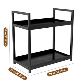 Storage Rack – Durable Plastic – Black and White – Two-Tier Design – Versatile 5