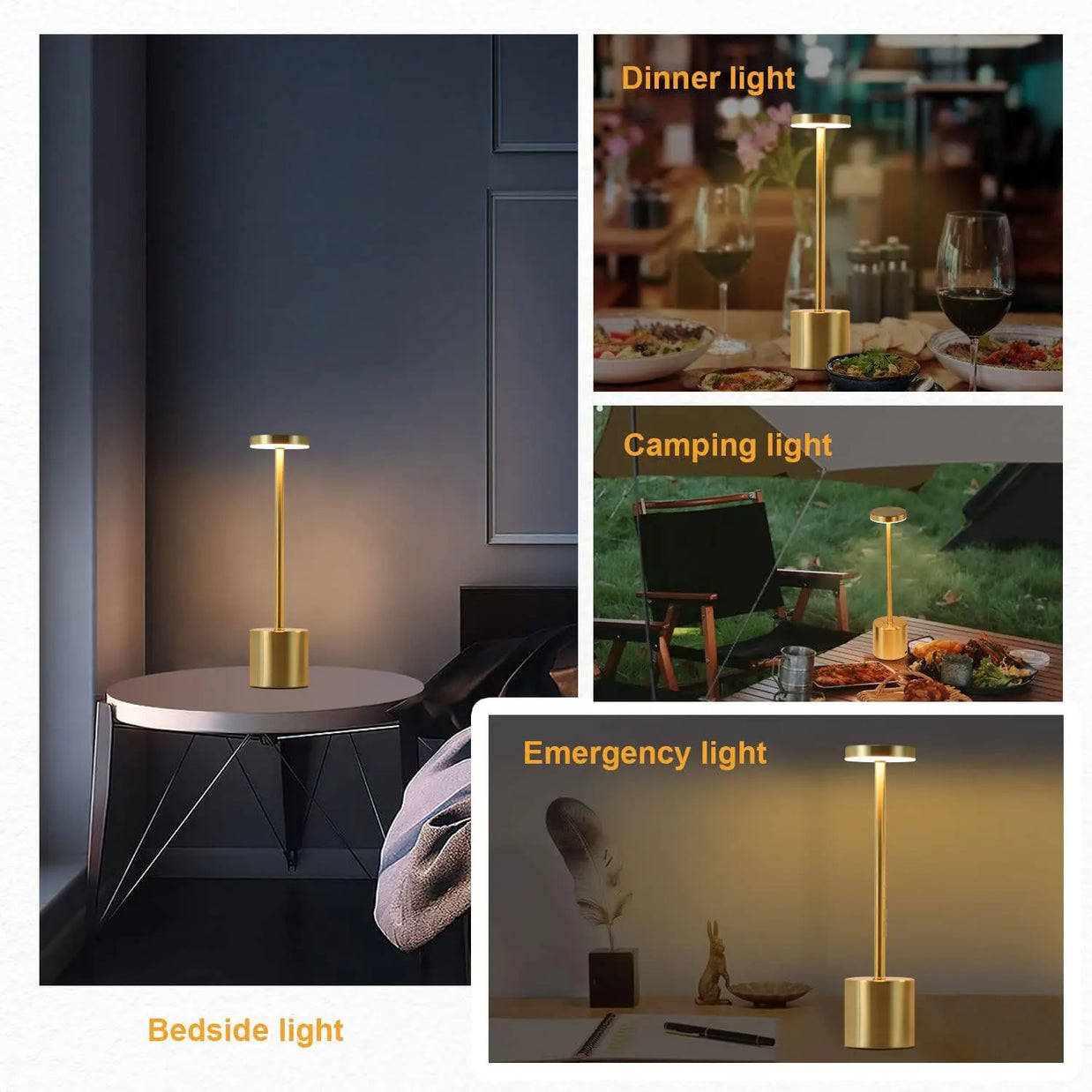 Touch Sensor LED Table Lamp – Metal Gold – Modern – 8x8x34 cm 5