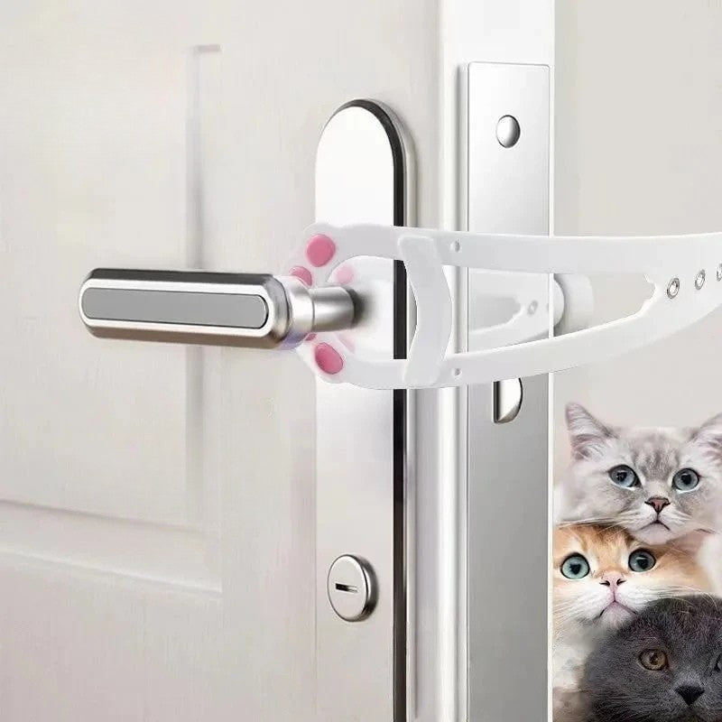 Cat Door Holder Latch – Adjustable Elastic – Black – Custom Fit – Pet Gate